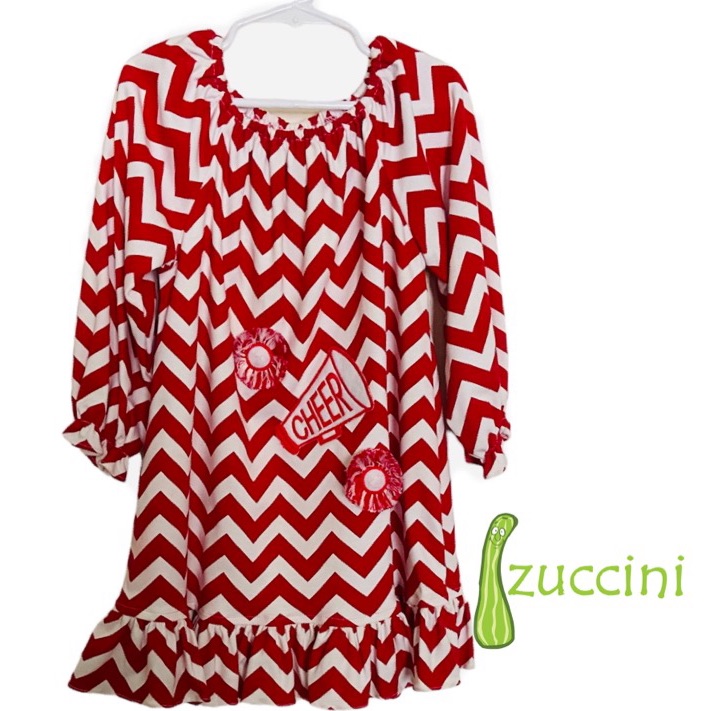 Zuccini Adorable Cheer Dress With Appliqu Megaphone & Fringed Pom-Poms Sz 3t